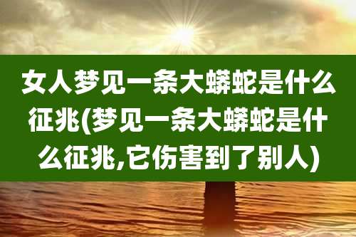 女人梦见一条大蟒蛇是什么征兆(梦见一条大蟒蛇是什么征兆,它伤害到了别人)