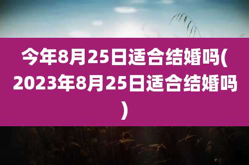 今年8月25日适合结婚吗(2023年8月25日适合结婚吗)
