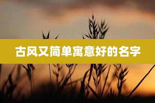 古风又简单寓意好的名字