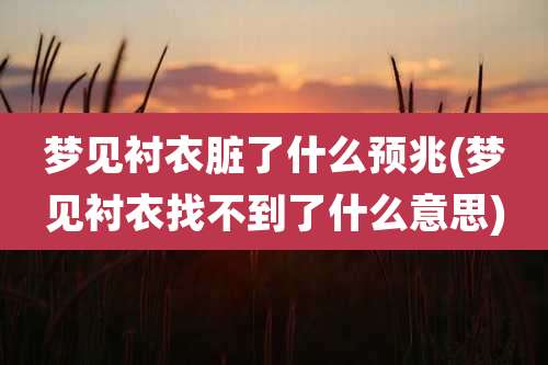 梦见衬衣脏了什么预兆(梦见衬衣找不到了什么意思)