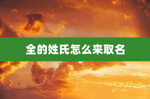全的姓氏怎么来取名