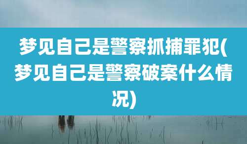 梦见自己是警察抓捕罪犯(梦见自己是警察破案什么情况)