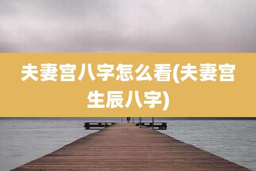 夫妻宫八字怎么看(夫妻宫生辰八字)