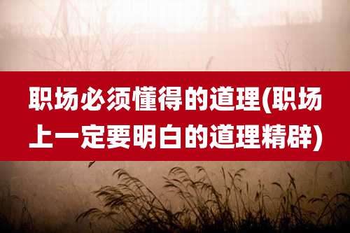 职场必须懂得的道理(职场上一定要明白的道理精辟)
