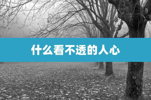 什么看不透的人心