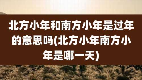 北方小年和南方小年是过年的意思吗(北方小年南方小年是哪一天)