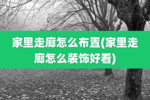 家里走廊怎么布置(家里走廊怎么装饰好看)