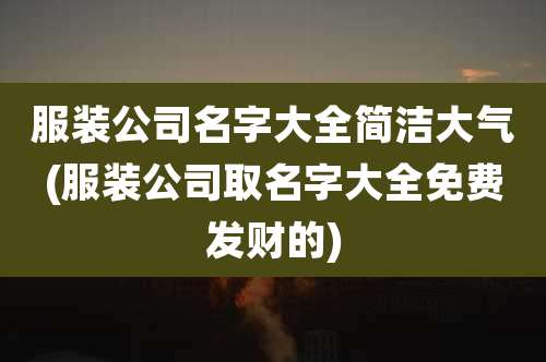 服装公司名字大全简洁大气(服装公司取名字大全免费发财的)