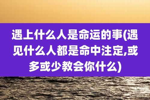 遇上什么人是命运的事(遇见什么人都是命中注定,或多或少教会你什么)