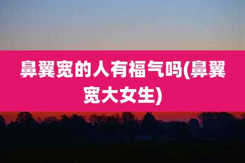 鼻翼宽的人有福气吗(鼻翼宽大女生)