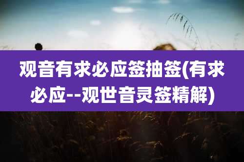 观音有求必应签抽签(有求必应--观世音灵签精解)