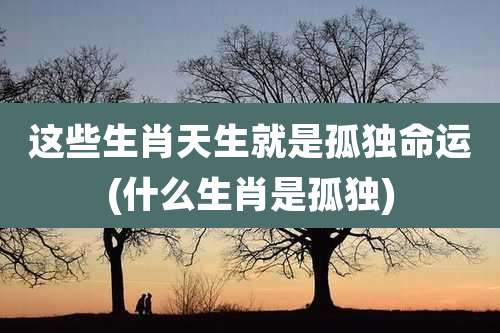 这些生肖天生就是孤独命运(什么生肖是孤独)