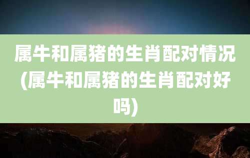 属牛和属猪的生肖配对情况(属牛和属猪的生肖配对好吗)