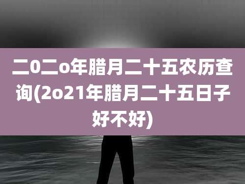 二0二o年腊月二十五农历查询(2o21年腊月二十五日子好不好)