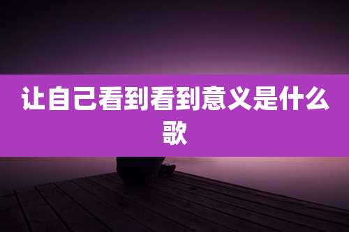 让自己看到看到意义是什么歌