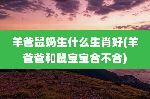 羊爸鼠妈生什么生肖好(羊爸爸和鼠宝宝合不合)