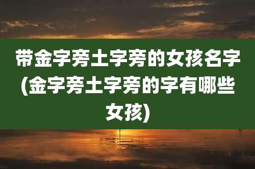 带金字旁土字旁的女孩名字(金字旁土字旁的字有哪些女孩)