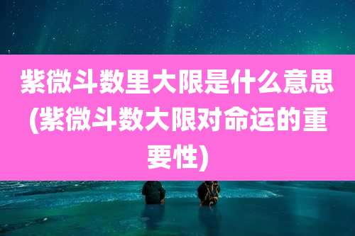紫微斗数里大限是什么意思(紫微斗数大限对命运的重要性)