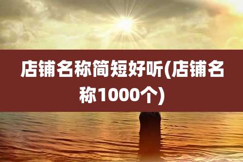 店铺名称简短好听(店铺名称1000个)