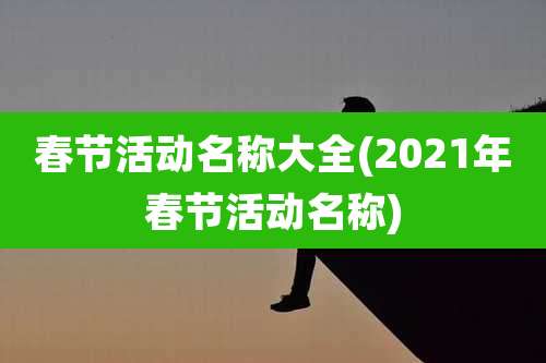 春节活动名称大全(2021年春节活动名称)