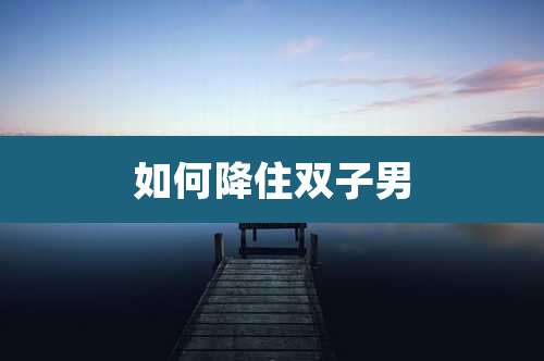 如何降住双子男