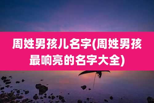 周姓男孩儿名字(周姓男孩最响亮的名字大全)