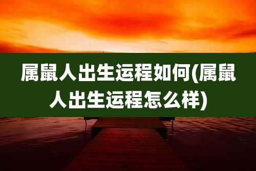 属鼠人出生运程如何(属鼠人出生运程怎么样)