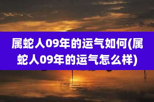 属蛇人09年的运气如何(属蛇人09年的运气怎么样)