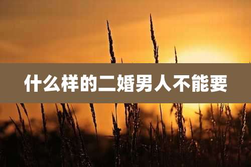 什么样的二婚男人不能要