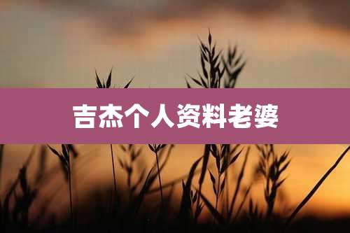 吉杰个人资料老婆