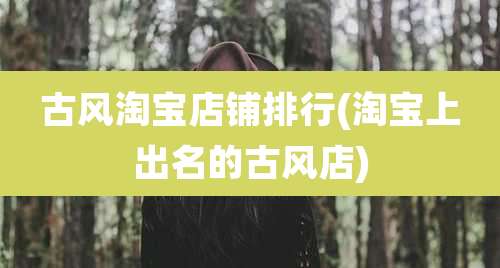 古风淘宝店铺排行(淘宝上出名的古风店)