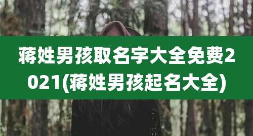 蒋姓男孩取名字大全免费2021(蒋姓男孩起名大全)