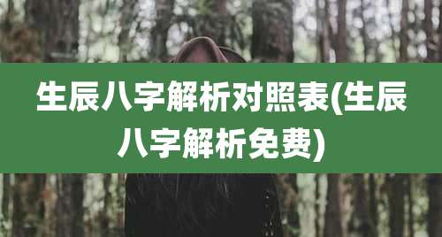 生辰八字解析对照表(生辰八字解析免费)