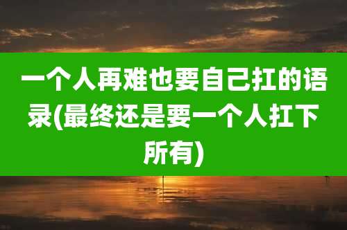 一个人再难也要自己扛的语录(最终还是要一个人扛下所有)