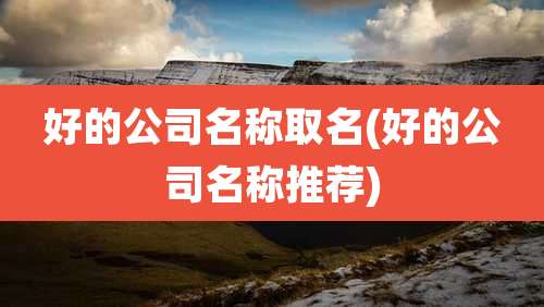 好的公司名称取名(好的公司名称推荐)