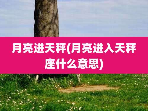 月亮进天秤(月亮进入天秤座什么意思)