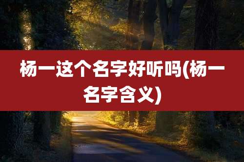 杨一这个名字好听吗(杨一名字含义)