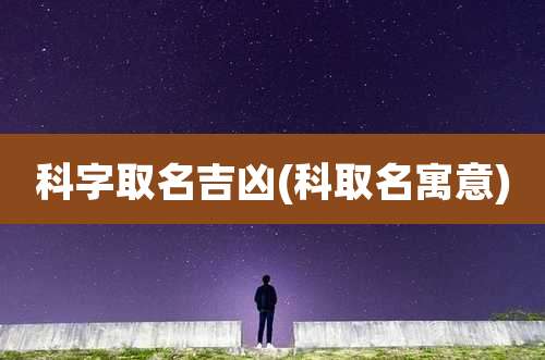 科字取名吉凶(科取名寓意)