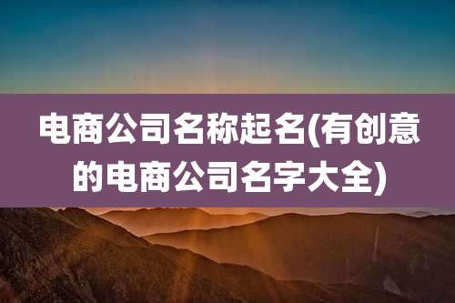 电商公司名称起名(有创意的电商公司名字大全)