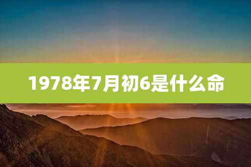 1978年7月初6是什么命