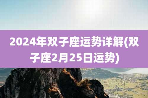 2024年双子座运势详解(双子座2月25日运势)