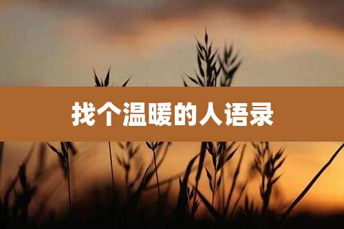找个温暖的人语录