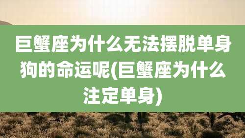 巨蟹座为什么无法摆脱单身狗的命运呢(巨蟹座为什么注定单身)