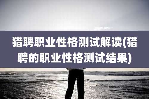 猎聘职业性格测试解读(猎聘的职业性格测试结果)