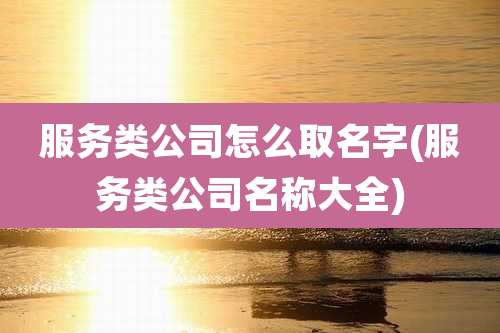 服务类公司怎么取名字(服务类公司名称大全)