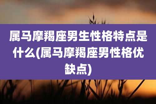 属马摩羯座男生性格特点是什么(属马摩羯座男性格优缺点)