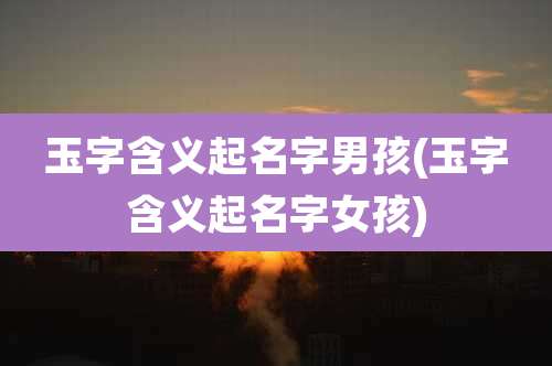 玉字含义起名字男孩(玉字含义起名字女孩)