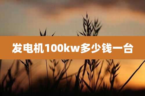 发电机100kw多少钱一台