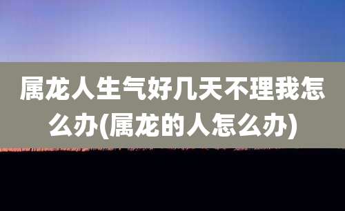 属龙人生气好几天不理我怎么办(属龙的人怎么办)