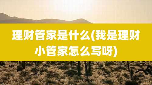 理财管家是什么(我是理财小管家怎么写呀)